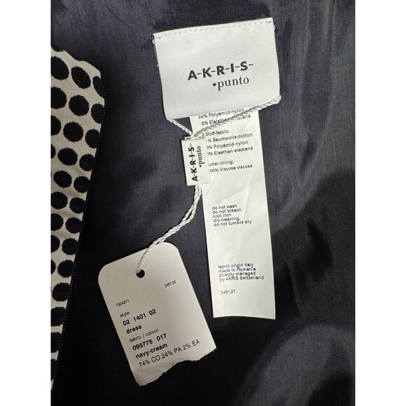 Akris Punto Patterned Sleeveless Midaxi Dress Size 8 Dots Navy NWT $1190 - Picture 4 of 16